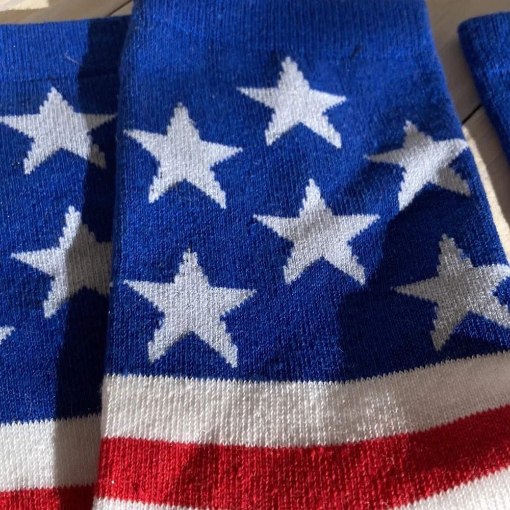 Patriotic Socks Red White Blue Unisex Medium Adult 2 pairs